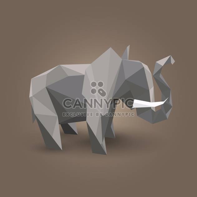 Vector illustration of gray origami elephant on brown background - бесплатный vector #125797