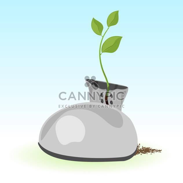 Vector illustration of green plant inside boot on blue background - Free vector #125847