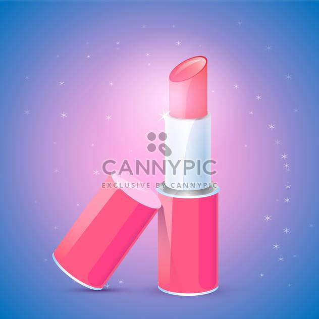 Vector illustration of female pink lipstick on blue background - Free vector #125867