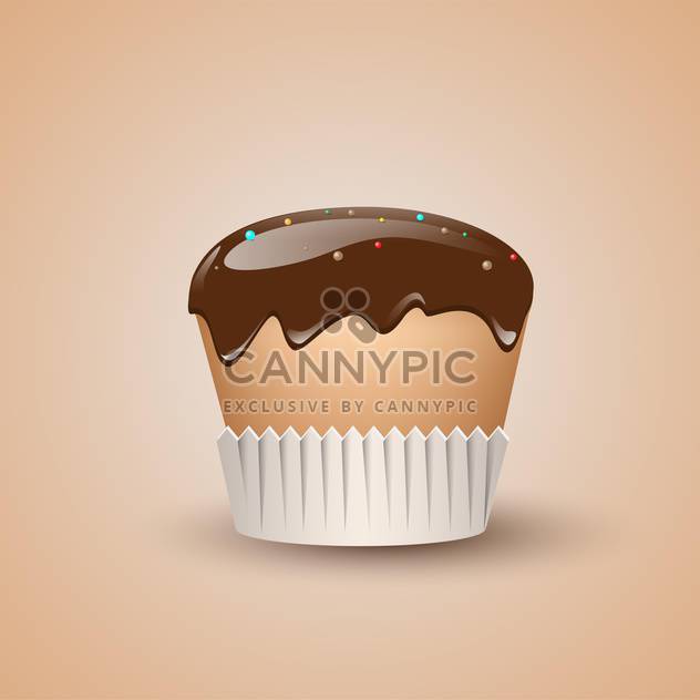 Vector illustration of chocolate cake dessert on beige background - vector gratuit #125877 