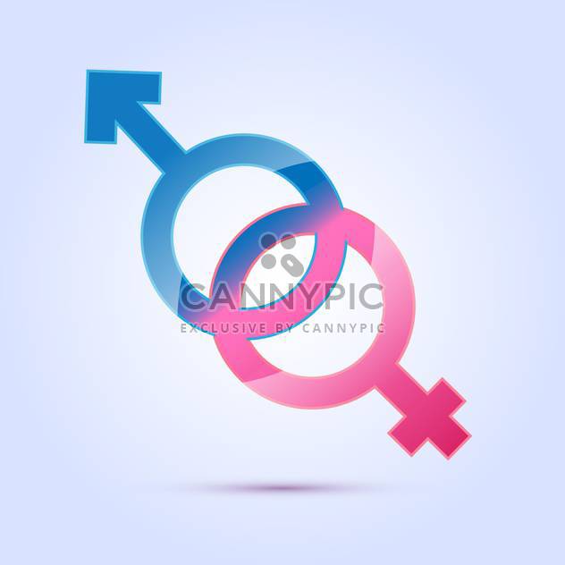 vector illustration of male and female sex symbols on blue background - Free vector #125967