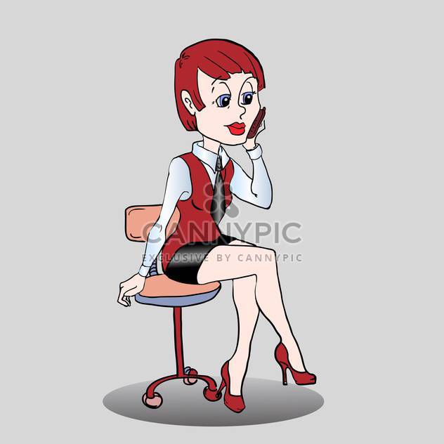 Vector illustration of businesswoman with phone in hand on grey background - vector #126017 gratis