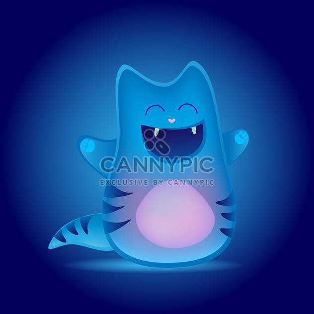colorful illustration of cute funny cartoon cat on blue background - Kostenloses vector #126137