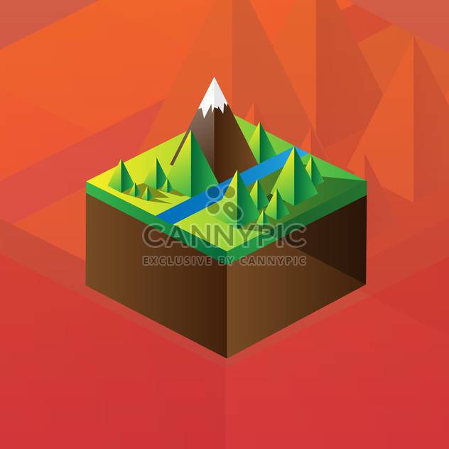 Vector illustration of square maquette of mountains on colorful background - Free vector #126187