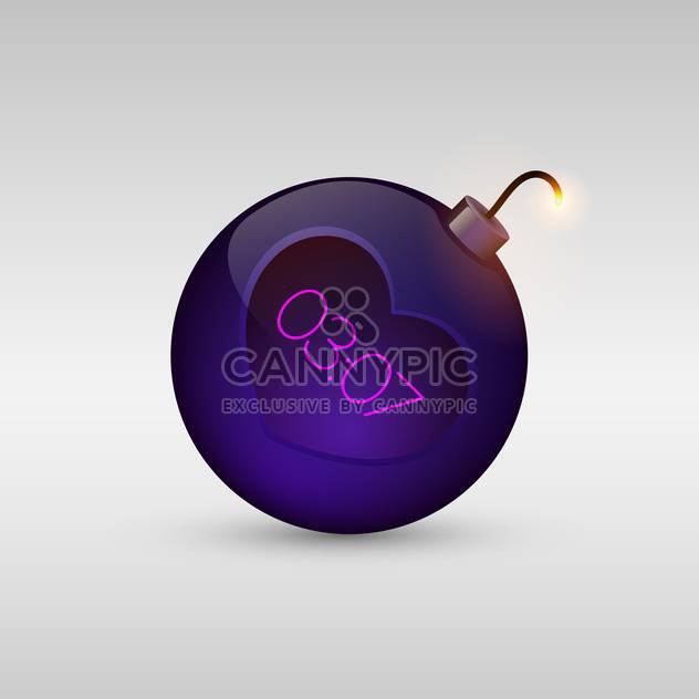Vector illustration of purple love bomb with timer on white background - бесплатный vector #126217
