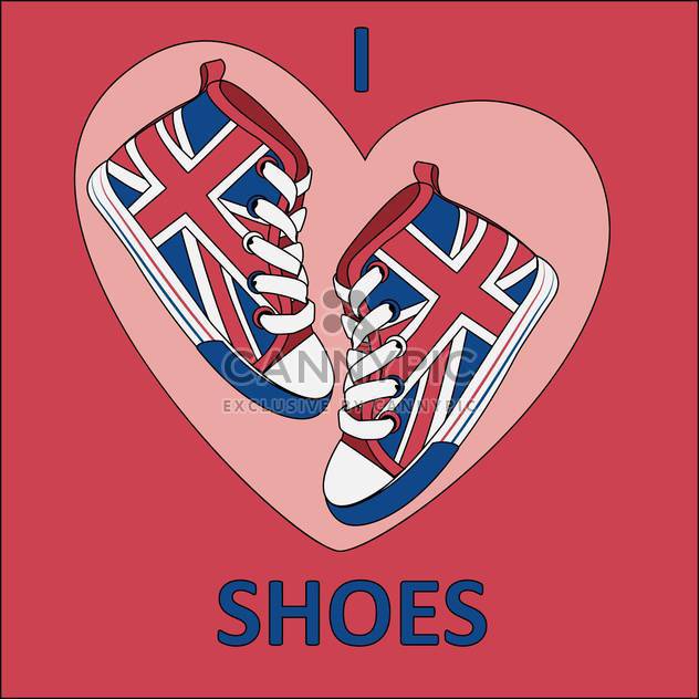 Vector illustration of great britain flag on shoes on red background - vector gratuit #126537 
