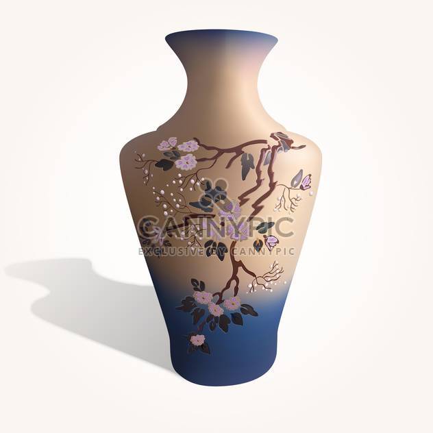 Vector illustration of vase with sakura flowers on white background - Free vector #126547