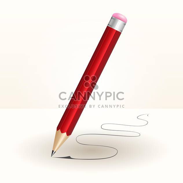 Vector illustration of red wooden pencil on white background - vector gratuit #126637 