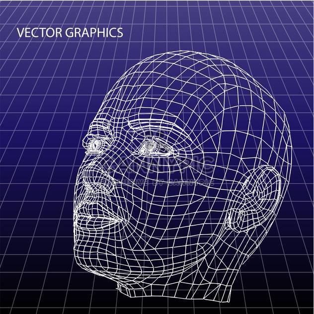vector model of human face on blue background - vector #126657 gratis