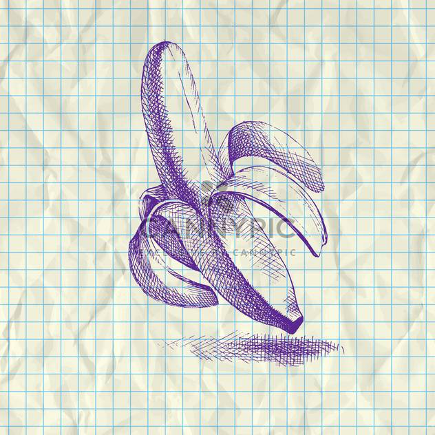 Sketch illustration of drawing banana on notebook paper - Free vector #126997