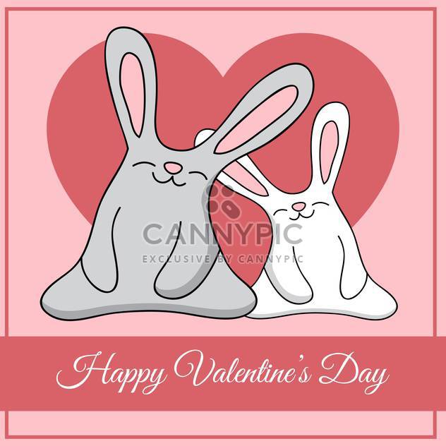 Vector greeting card with rabbits for Valentine's day - vector gratuit #127077 