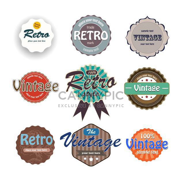 Vector set of colorful vintage labels on white background - бесплатный vector #127127