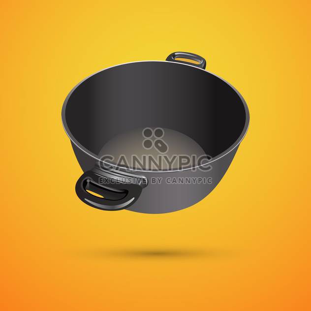 Vector illustration of black pan on orange background - vector gratuit #127287 