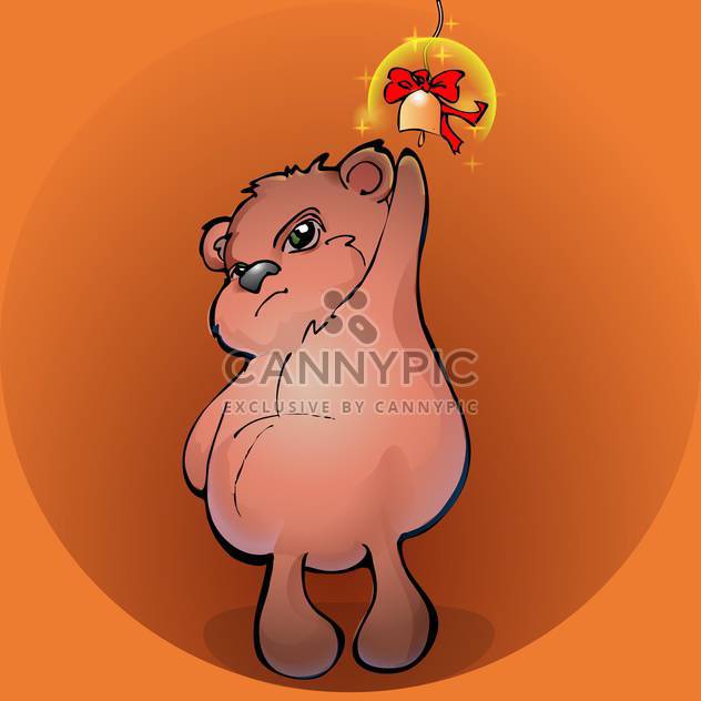 Brown teddy bear with golden bell - vector gratuit #127467 