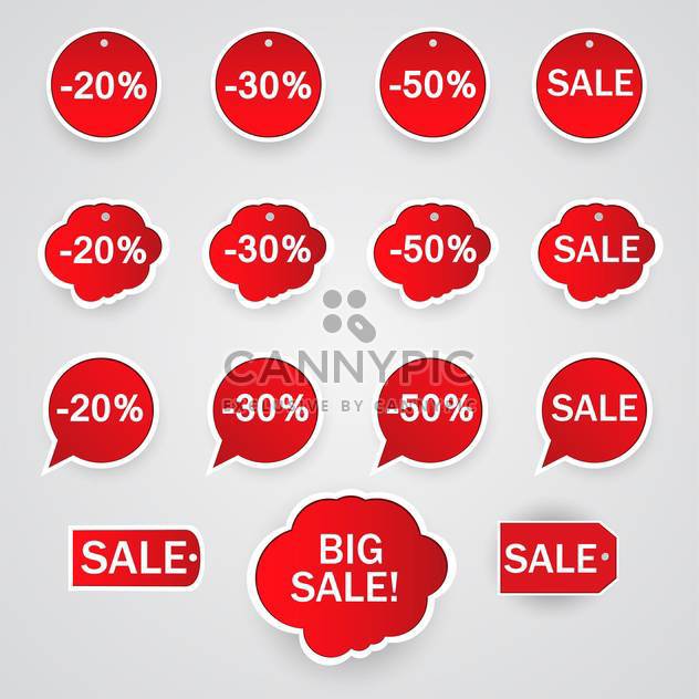 Vector set of red stickers for sale on white background - vector #127587 gratis