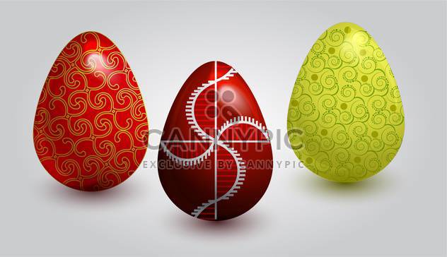 vector illustration of painted easter eggs on white background - Free vector #127807