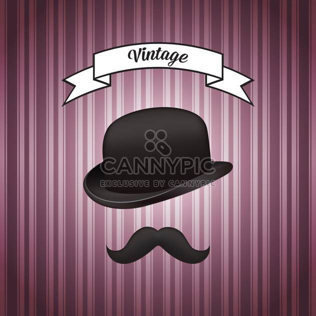 vector illustration of retro hat and mustache - Free vector #128027