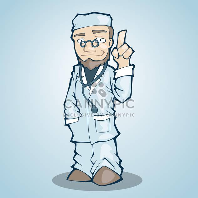 Vector illustration of doctor with on finger up - бесплатный vector #128137