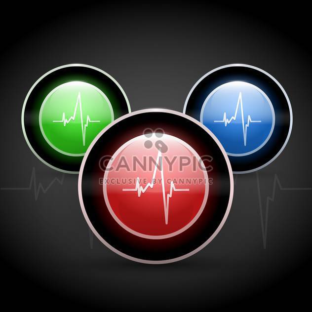 Heart beat on colored round web buttons - vector #128267 gratis