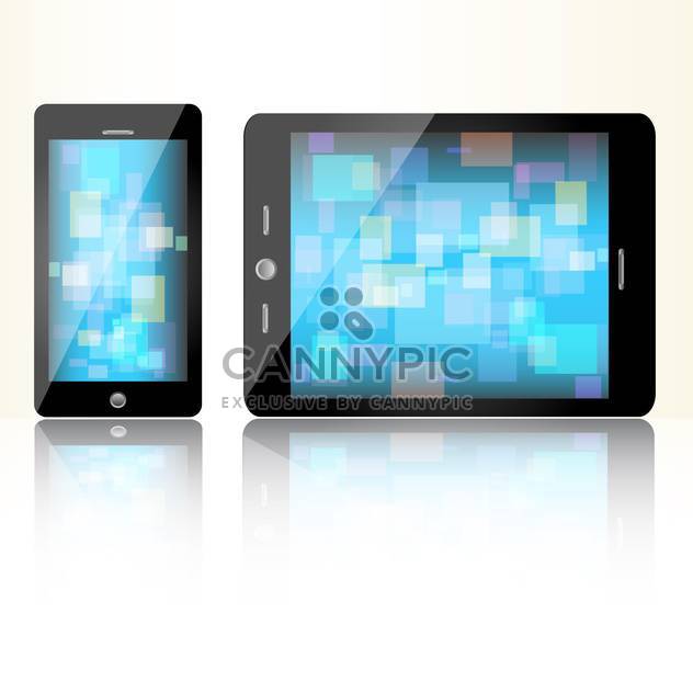 Black mini tablet and smart phone - Kostenloses vector #128397