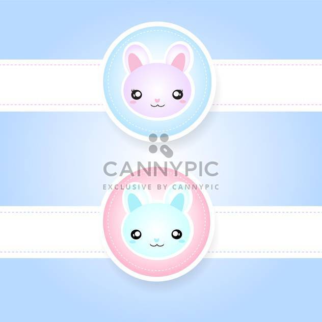 Cute couple of pink and blue rabbits - vector gratuit #128437 