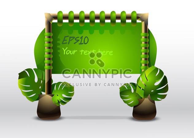 Vector illustration of green sign with leaves. - Free vector #128487