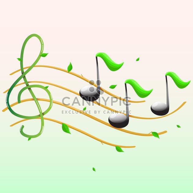 Summer music with notes and leaves - бесплатный vector #128817