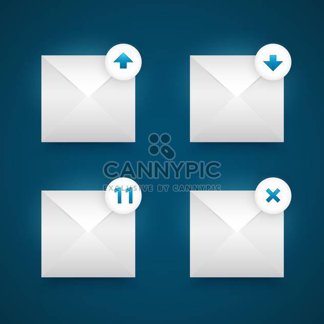Vector four email icons set on blue background - vector gratuit #129447 