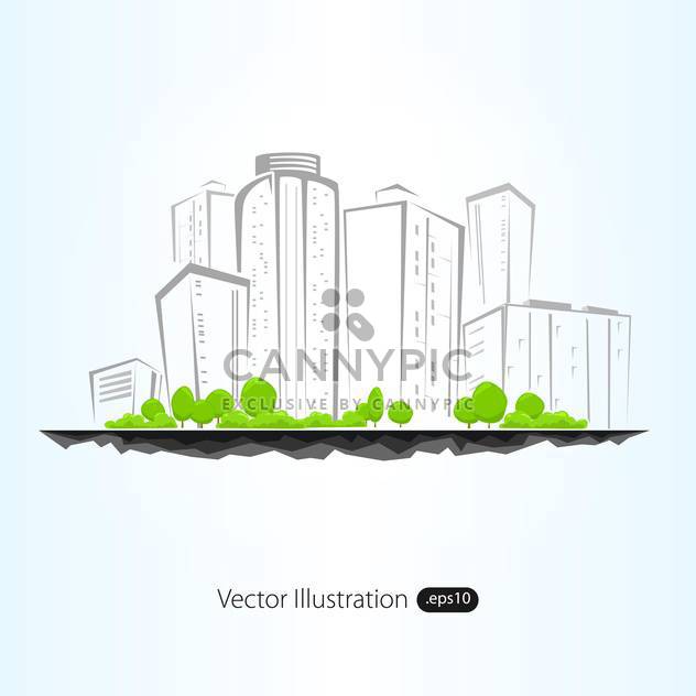 Vector illustration of sketch architectural buildings with trees - vector gratuit #129597 