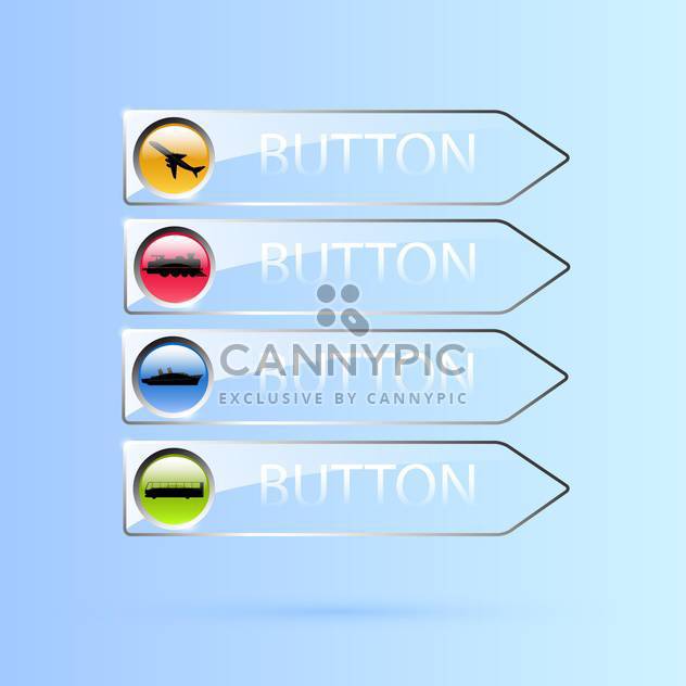 Vector set of glass transport buttons on blue background - Free vector #129687