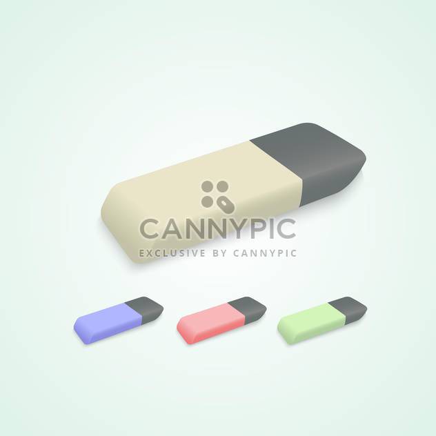 Vector set of erasers on light green background - Free vector #129847