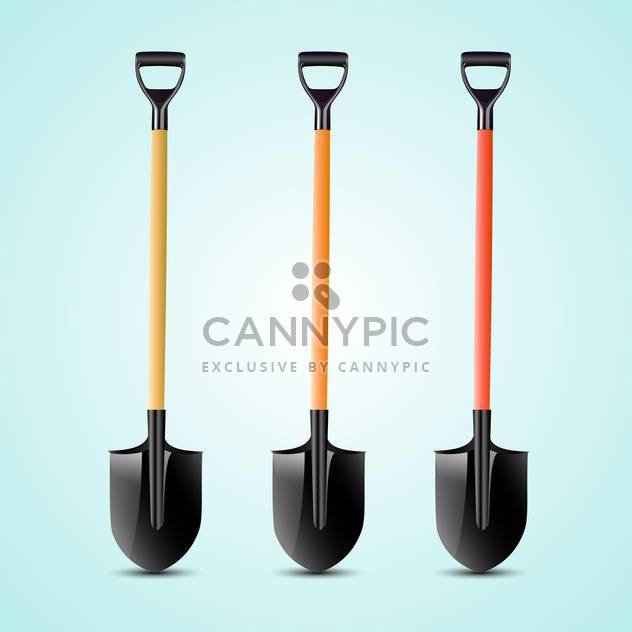 Vector illustration of three shovels on blue background - vector gratuit #129857 