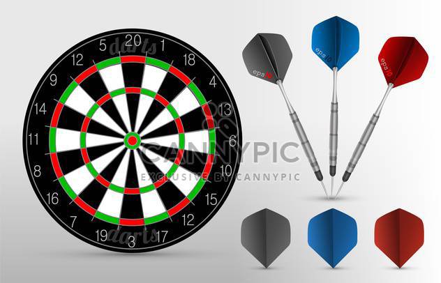 Vector dartboard with three darts on gray background - Free vector #129877