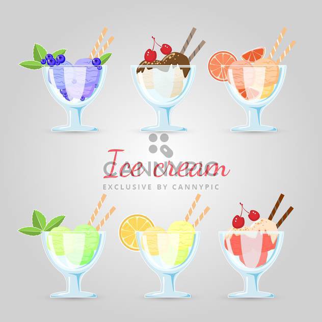 Vector set of different ice cream - Free vector #129907