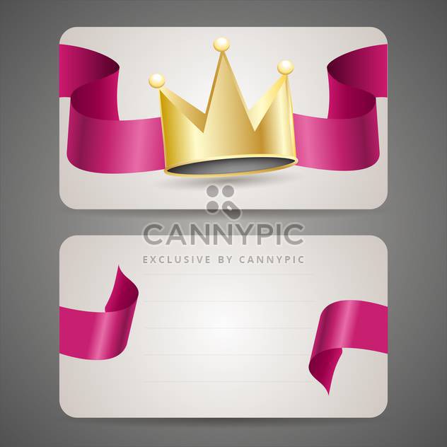 Business card with crown and pink ribbon - бесплатный vector #130087