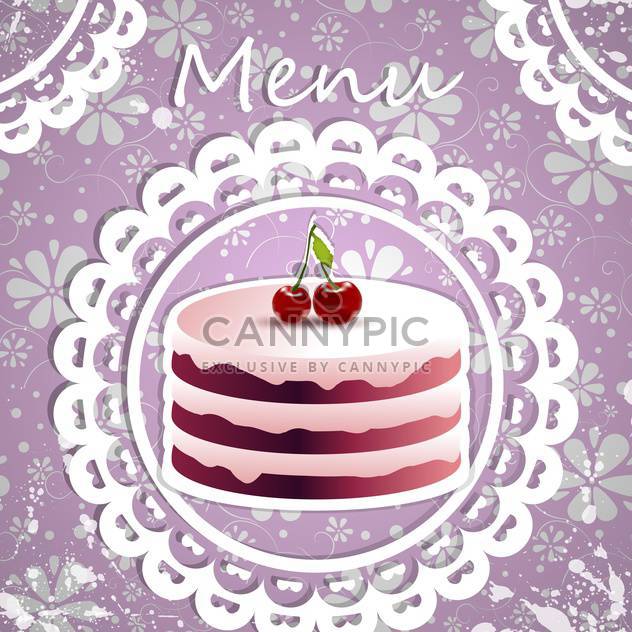 Birthday background with yummy cherry cake - Kostenloses vector #130137