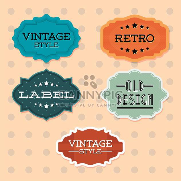 Vector vintage retro colorful labels on doted background - бесплатный vector #130537