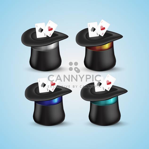 Magic hat with playing cards icons - vector #131327 gratis