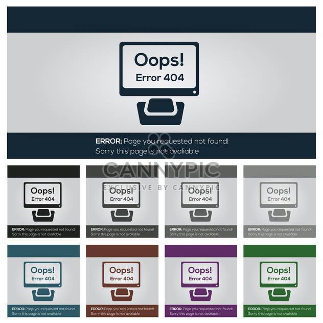 set of vector 404 error icons for web - Free vector #131357