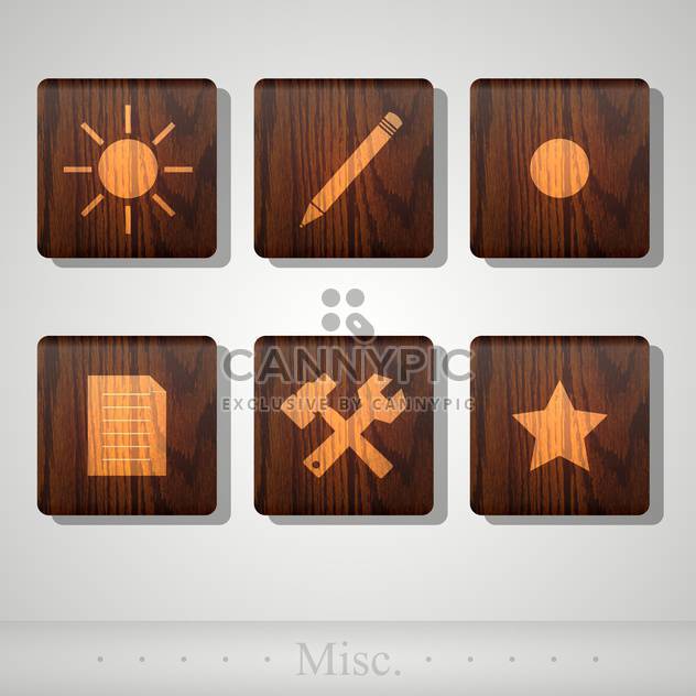 Vector set of web wooden icons - Free vector #131777