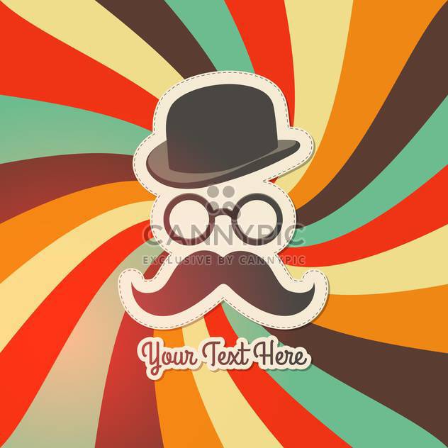 Vintage background with bowler, mustaches and glasses. - vector gratuit #131947 