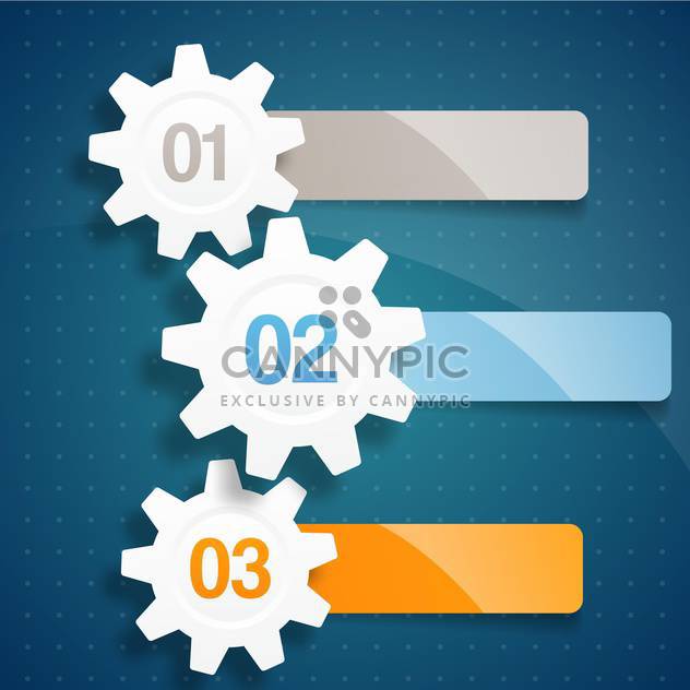 Set of process steps with gears on blue background - Free vector #132047