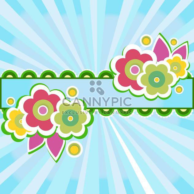 frame with flowers on blue background - Kostenloses vector #132817