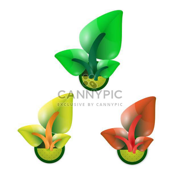 growing sprouts with leaves concept set - vector #132897 gratis