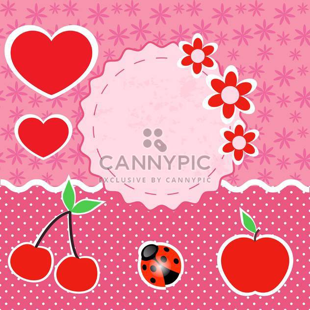 vector set of pink frames with hearts - Free vector #133437