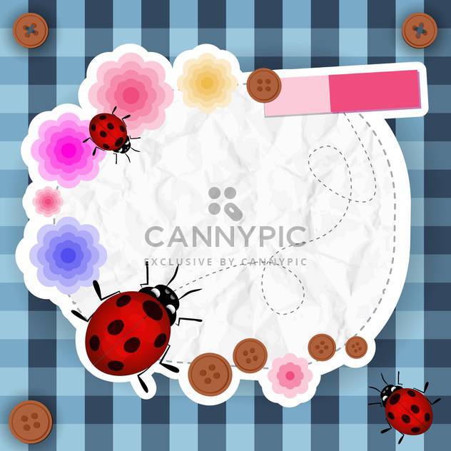 frame with flowers, buttons and ladybug - vector #133997 gratis