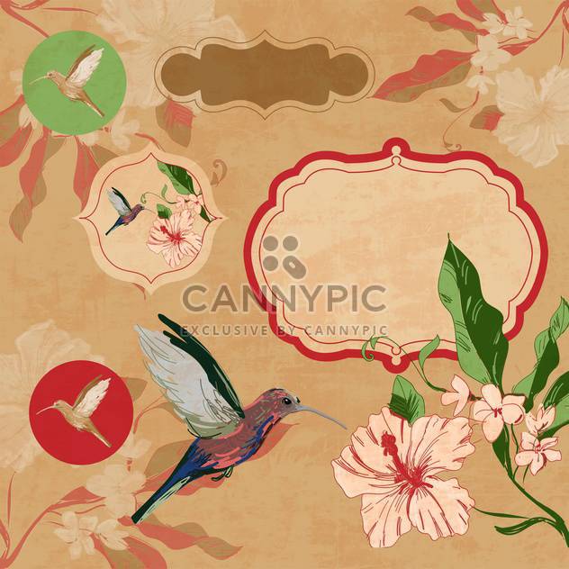 label with bird and flowers - Free vector #134727