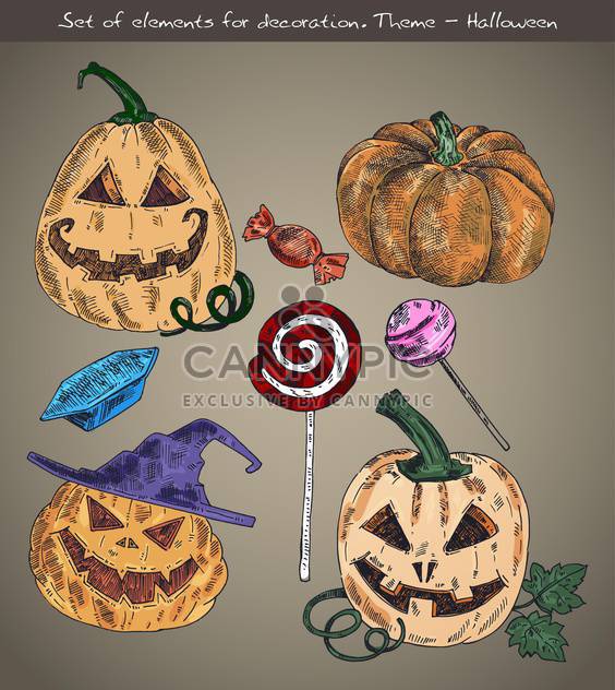 set of elements for halloween holiday theme - Free vector #135267