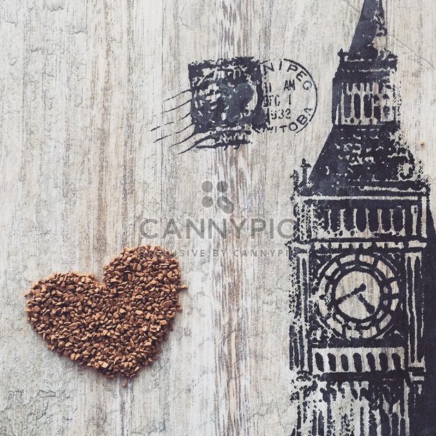Heart of coffee on background with Big Ben - бесплатный image #136687