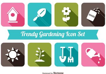 Trendy Gardening Icon Set - Free vector #141077